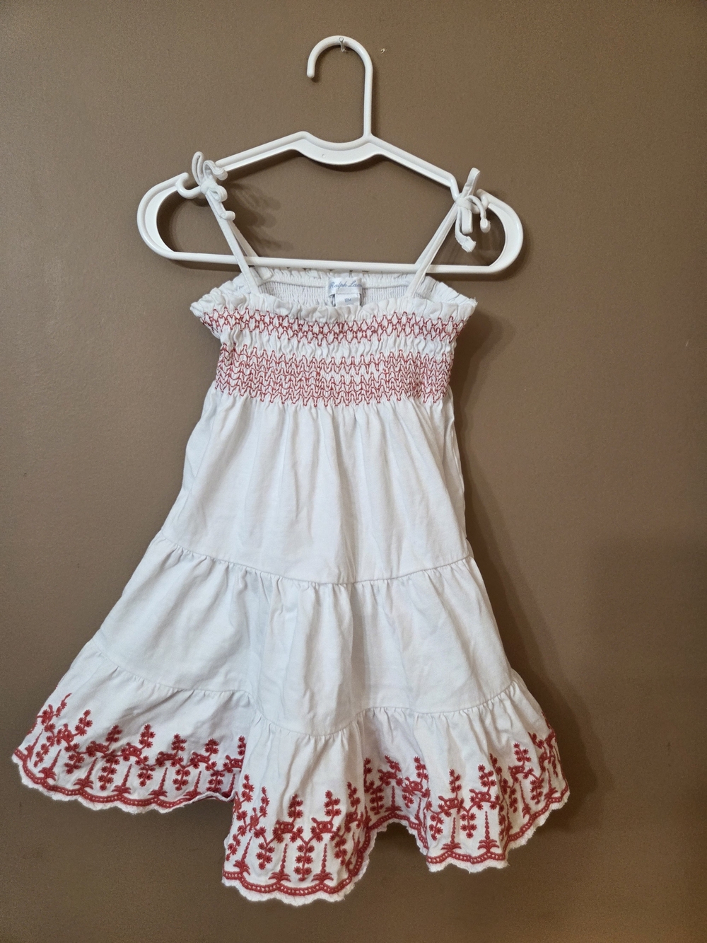 Ralph Lauren White Sundress with Red Embroidery